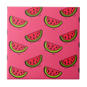Sommarvattenmelon på rosamönster kakelplatta