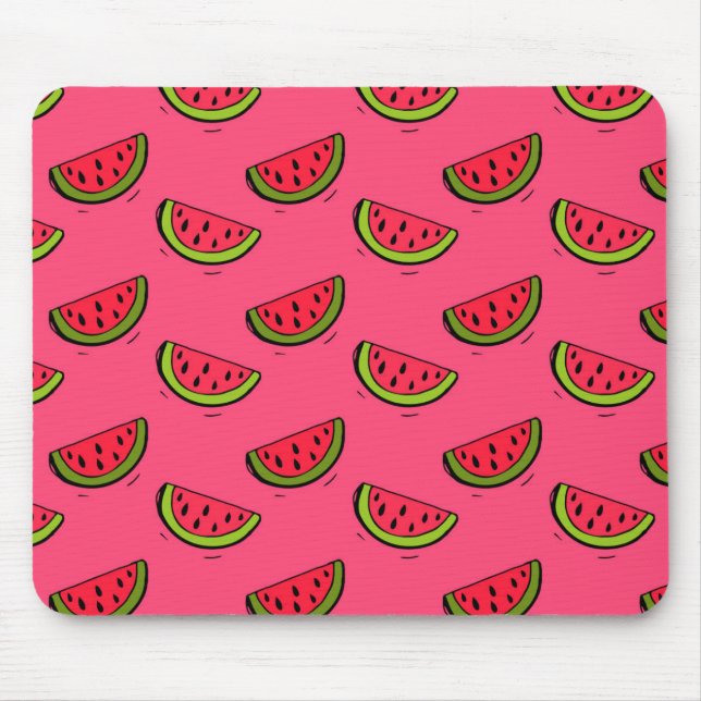Sommarvattenmelon på rosamönster musmatta (Framsidan)