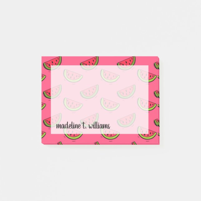 Sommarvattenmelon på rosamönster post-it block (Framsida)