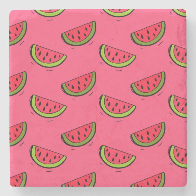 Sommarvattenmelon på rosamönster stenunderlägg (Framsidan)