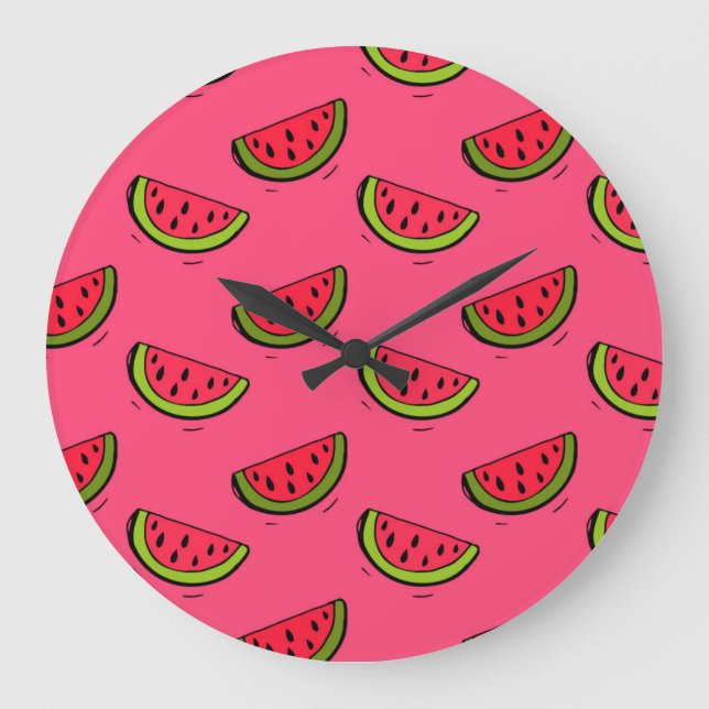 Sommarvattenmelon på rosamönster stor klocka (Framsida)