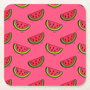 Sommarvattenmelon på rosamönster underlägg papper kvadrat