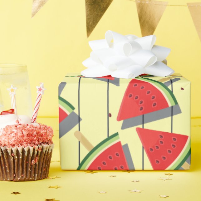 Sommarvattenmelon skivor Mönster, Rött och Grönt  Presentpapper (Födelsedagsfest)