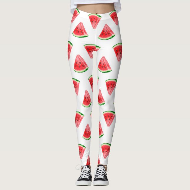 Sommarvattenmelonfruktssegment mönster leggings (Framsida)