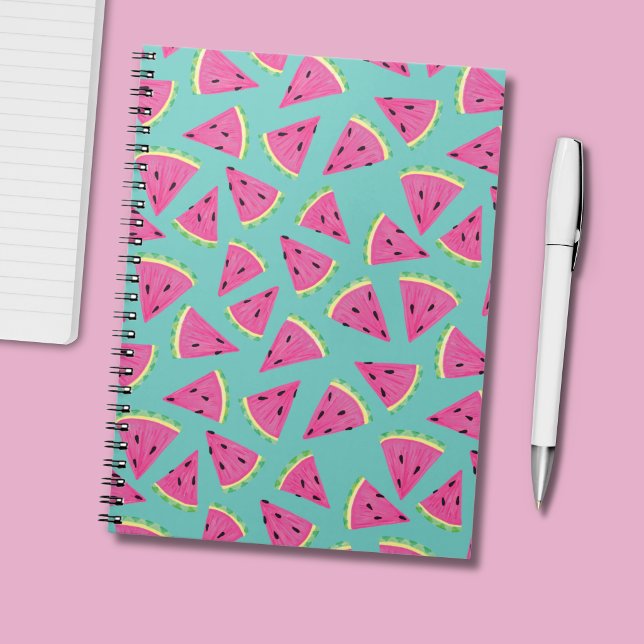 Sommarvattenmelonmönster Anteckningsbok (Tropical fruit watermelon pattern turquoise notebook)