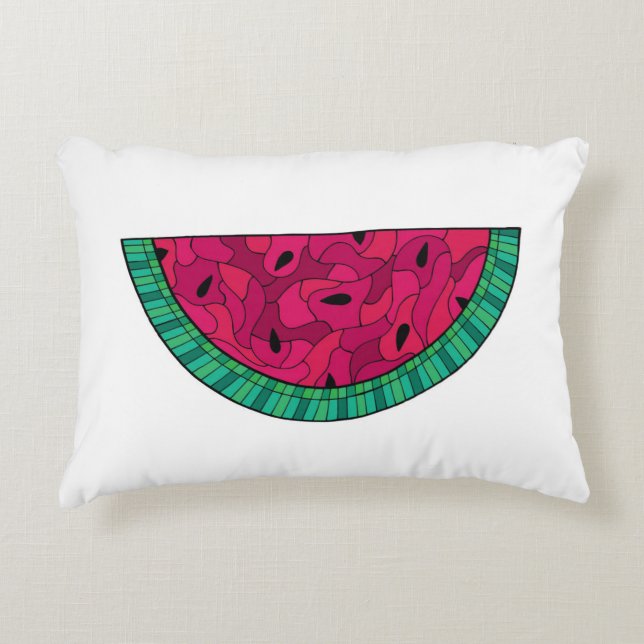 Sommarvattenmelonmosaik Prydnadskudde (Framsidan)