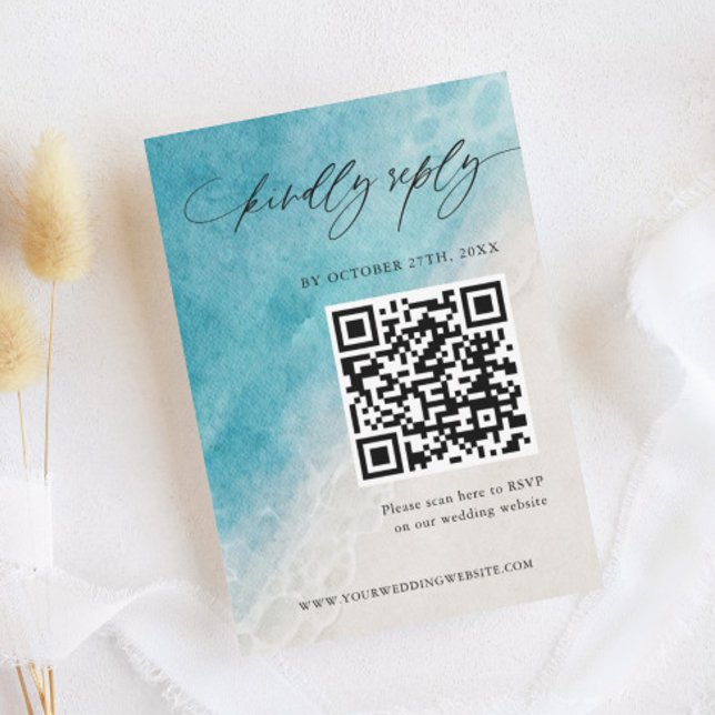 Sommarvattensfärgad Beach Wedding OSA kort (Skapare uppladdad)