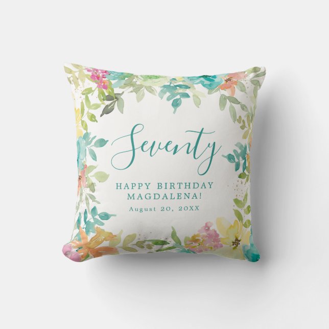 Sommarvattensfärgad Blommigt Anpassningsbar 70:e f Kudde (Framsida)