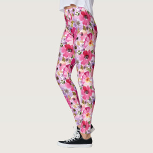 Sommarvattensfärgad Blommigt Leggings