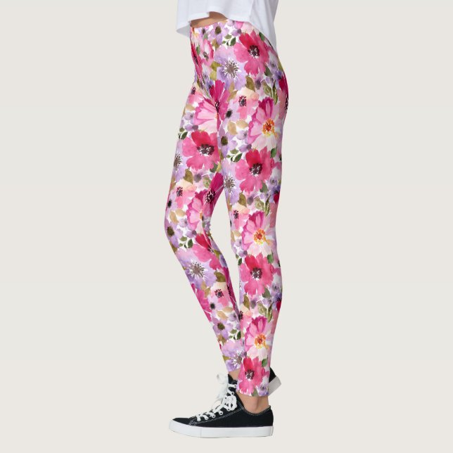 Sommarvattensfärgad Blommigt Leggings (Vänster)