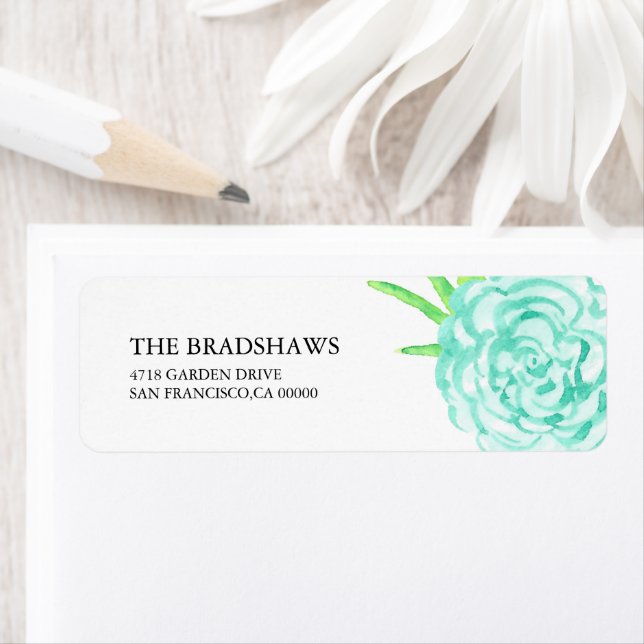 Sommarvattensfärgad Blommigt Returadress Etikett (Insitu)