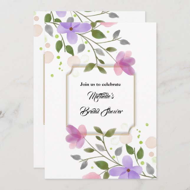 Sommarvattensfärgad möhippa firande inbjudningar (Fram/baksida)