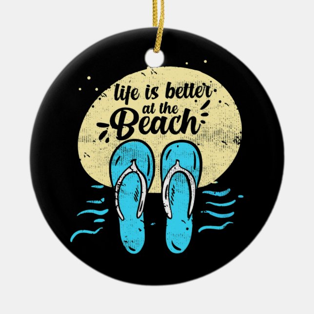 Sommarvens simmande liv är bättre på sommaren julgransprydnad keramik (Framsidan)