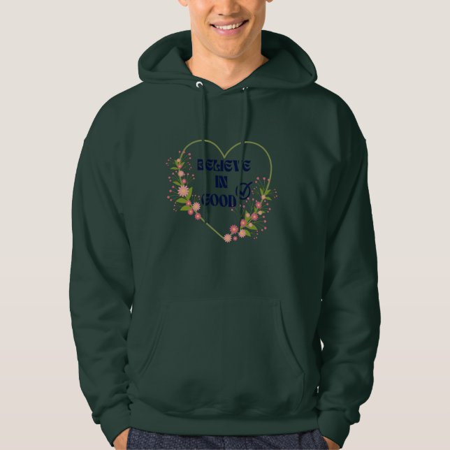 Sommarvens Unisex-Blommigt Heart-citat B I G Hoodie (Framsida)