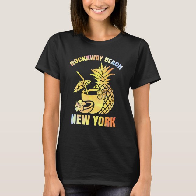 Sommarventilation Retro New York Rockaway Beach T Shirt (Framsida)