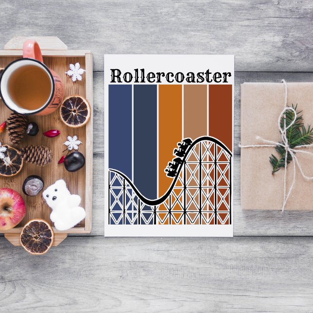 Sommarventilation Riding the Rollercoaster Retro Kort (Great card for summer or all year for a quick note or invitation. Rollercoaster nostalgia.)