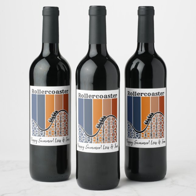 Sommarventilation Riding the Rollercoaster Retro Vinflaska Etikett (Flaskor)