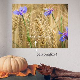 Sommarvete fält med blåkornblommor poster