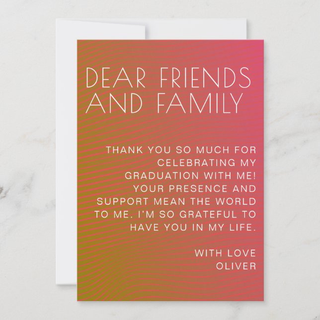 Sommarvibe studenten parallell med varmt färg linj tack kort (Framsida)