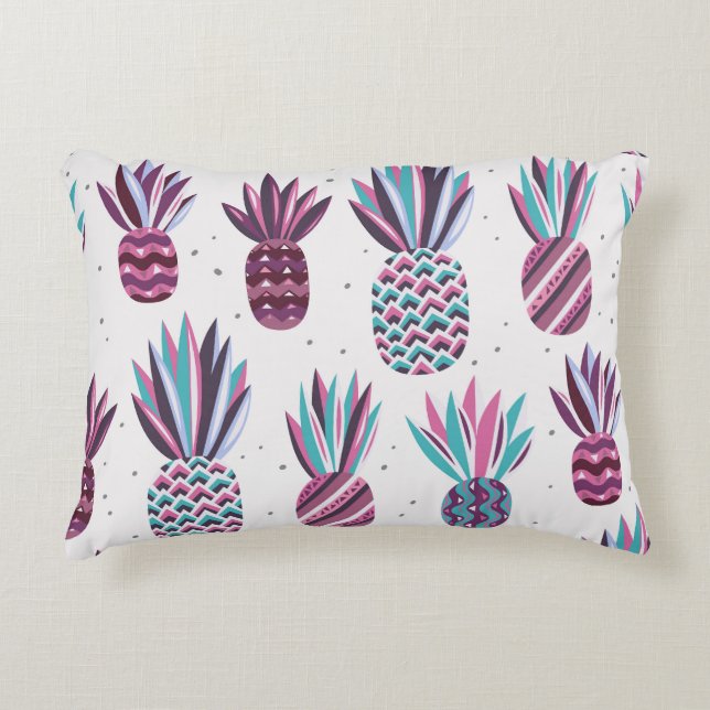 Sommarvibes: ananas Mönster, färgade prickar Prydnadskudde (Framsidan)