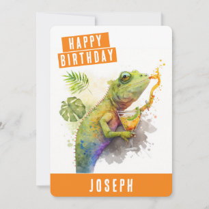 Sommarvibes Chameleon-födelsedagskort Julkort