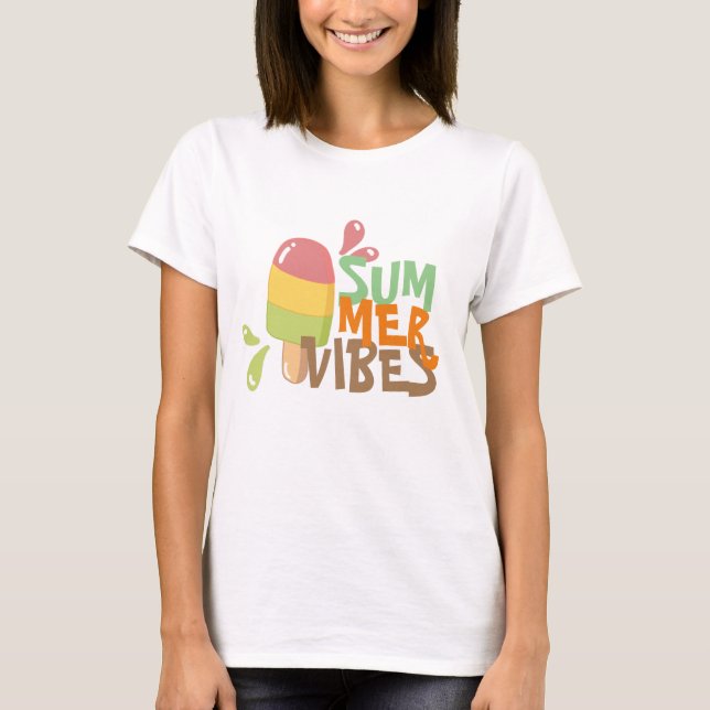 Sommarvibes färgstarka, söta isgräddvakare t shirt (Framsida)