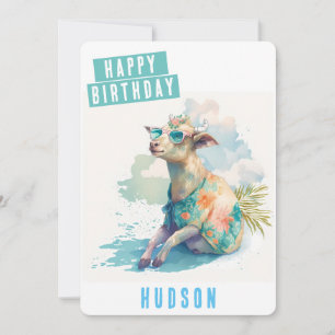 Sommarvibes Goat Birthday-kort Julkort
