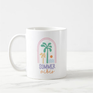 Sommarvibes och Handflatan träd Retro Minimalist Kaffemugg