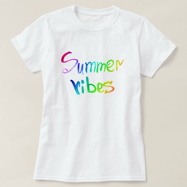 Sommarvibes regnbåge, kalligrafi t shirt (Design framsida)