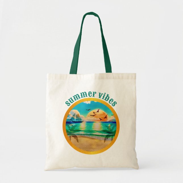 Sommarvibes, Tropical Beach Sunset Design Tygkasse (Framsidan)