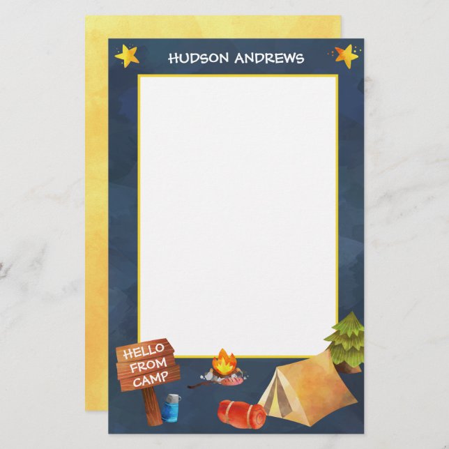 Sommarvideokamerans Personlig för vattenfärg Brevpapper (Fram/baksida)