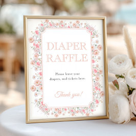 Sommarvilda Blommor Blöja Lotteri Baby Shower Poster