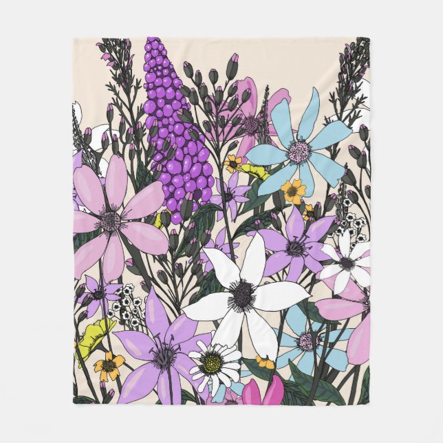 Sommarvilda blommor fleecefilt (Framsidan)