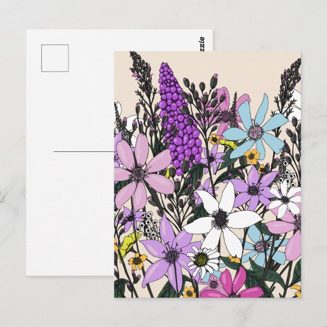 Sommarvilda blommor vykort (Fram/baksida)