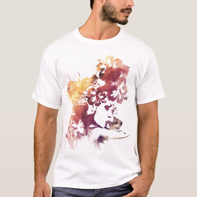 Sommarvintageflicka och blommor tee shirt (Framsida)