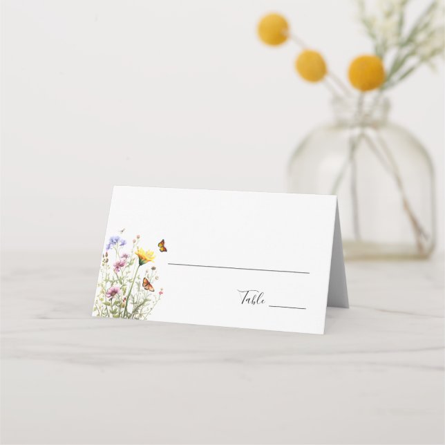 Sommarvisblommor Bröllop Plattort Placeringskort (Framsida)
