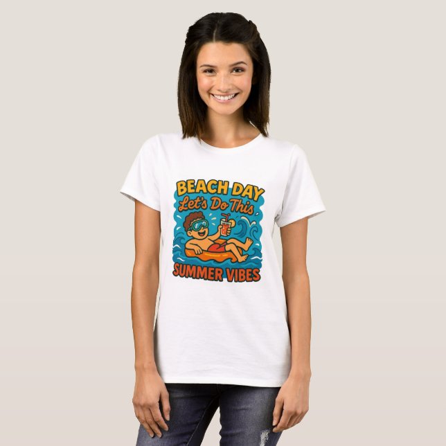 Sommarvisorik för Beach-dagen T Shirt (Hel framsida)