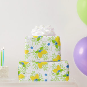 Sommarvit och gul citron blomster mönster presentpapper
