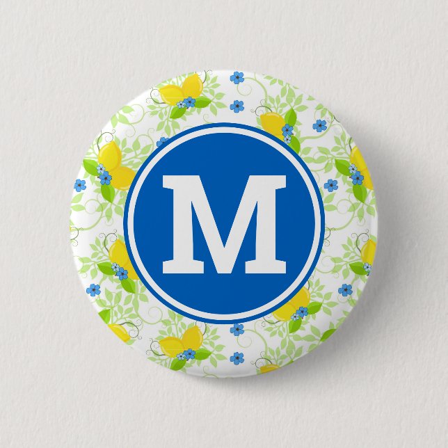 Sommarvit och gul citroner blommönster knapp (Framsida)