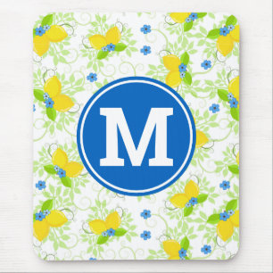 Sommarvit och gula citroner blommönster musmatta