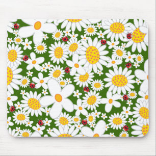 Sommarvitdaisy och nyckfulla röda nyckelpigor musmatta