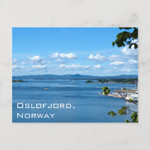 Sommarvy över Oslofjord från Oslo, Norge Vykort