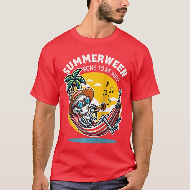 Sommarween-ben att vara vild skelett-raglan basebo t shirt (Framsida)