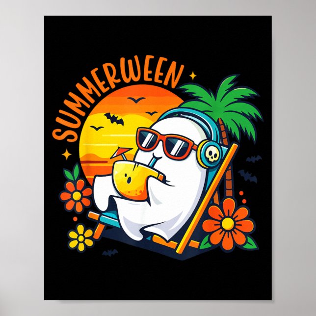 Sommarween Roligt Spöke Sommar Halloween Semester Poster (Framsidan)