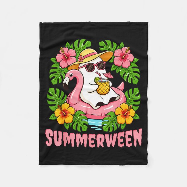 Sommarween Rollig Spök Halloween Sommar Blommig Fleecefilt (Framsidan)