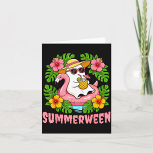 Sommarween Rollig Spök Halloween Sommar Blommig Kort