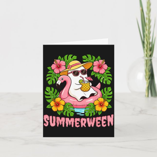 Sommarween Rollig Spök Halloween Sommar Blommig Kort (Framsida)