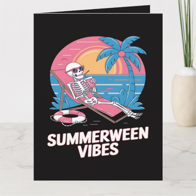 Sommarween Skelett Sommarlov Strand Rolig Kort (Framsida)