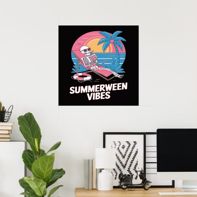 Sommarween Skelett Sommarlov Strand Rolig Poster (Hemmakontoret)