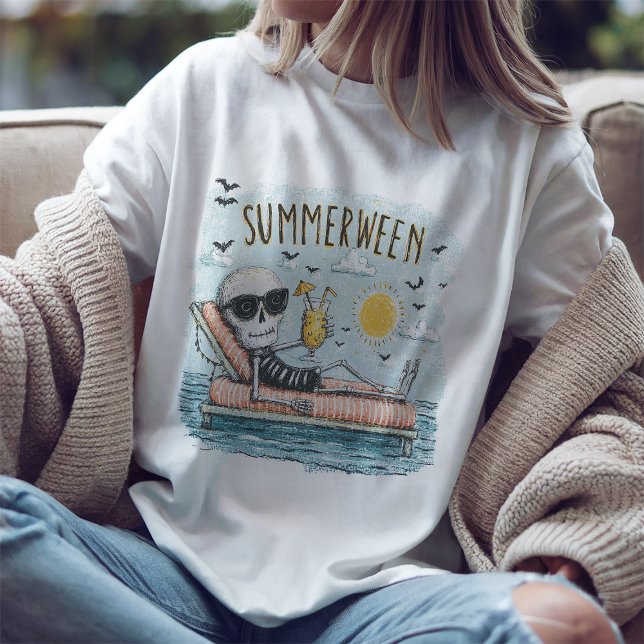 Sommarween Skelettstrand T-Shirt (Skapare uppladdad)
